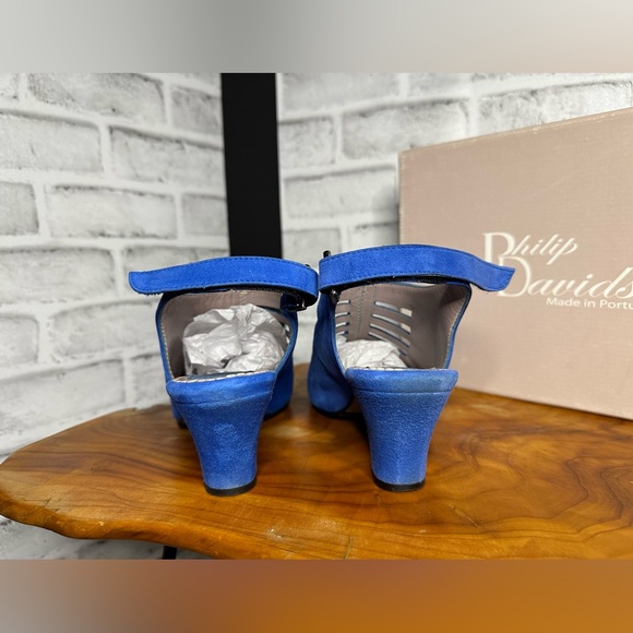 Philip Davidson ‘Paris’ Blue Suede Sandals Women’s Size EU 39/US 8-8.5 - Picture 6 of 8